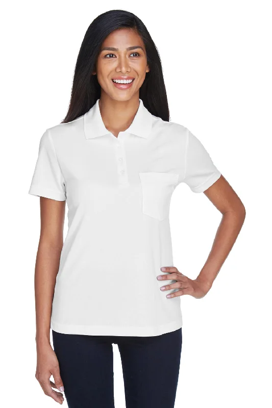 Core 365 Womens Origin Performance Moisture Wicking Short Sleeve Polo Shirt w/ Pocket - White