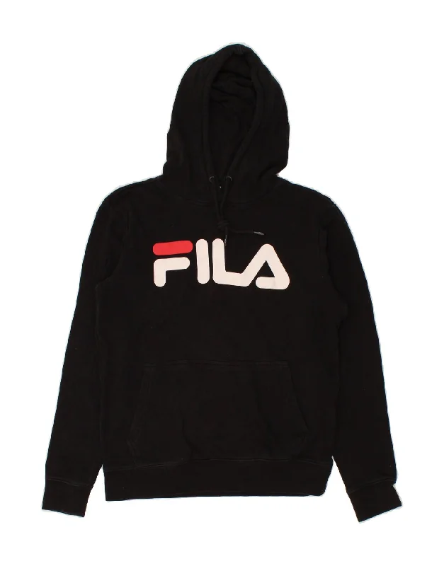 FILA Mens Graphic Hoodie Jumper Small Black Cotton