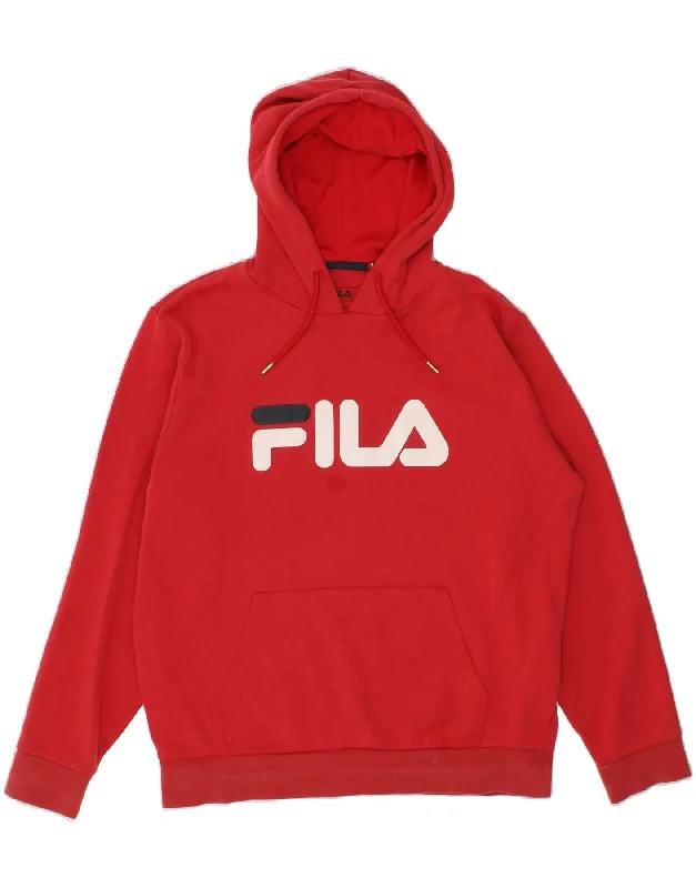 FILA Mens Graphic Hoodie Jumper XL Red Cotton