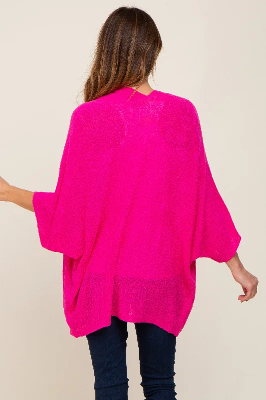 Fuchsia Dolman Short Sleeve Cardigan