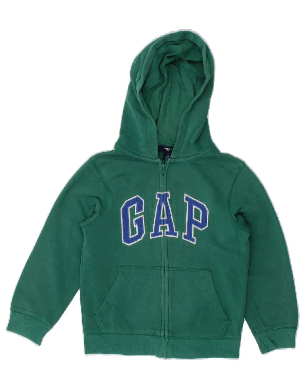 GAP Boys Graphic Zip Hoodie Sweater 6-7 Years  Green Cotton