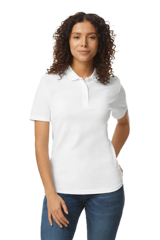 Gildan Womens SoftStyle Double Pique Short Sleeve Polo Shirt - White