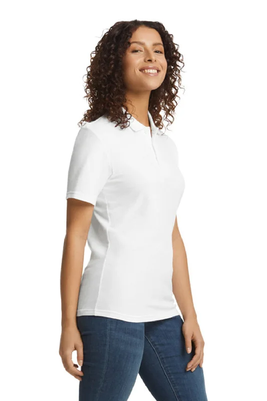 Gildan Womens SoftStyle Double Pique Short Sleeve Polo Shirt - White