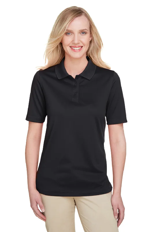 Harriton Womens Advantage Performance Moisture Wicking Short Sleeve Polo Shirt - Black