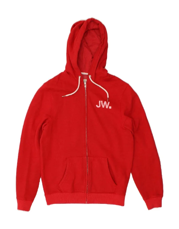 JACK WILLS Mens Graphic Zip Hoodie Sweater Medium Red Cotton