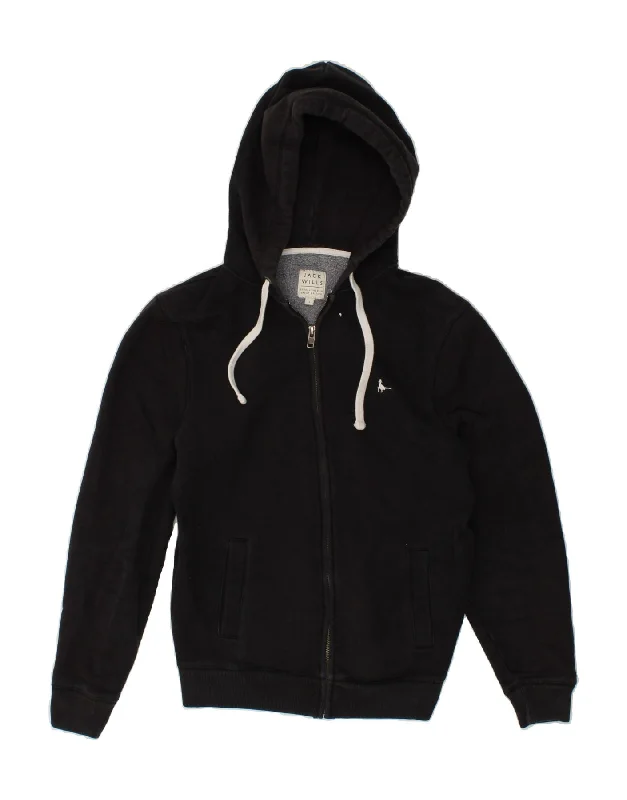 JACK WILLS Mens Zip Hoodie Sweater Small Black Cotton