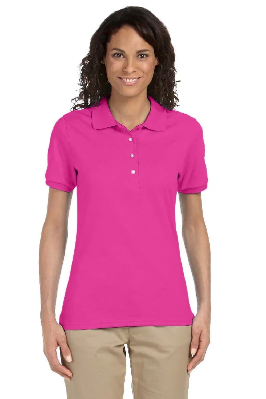 Jerzees Womens SpotShield Stain Resistant Short Sleeve Polo Shirt - Cyber Pink