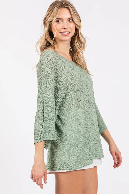 Mint Green Knit Short Sleeve Top