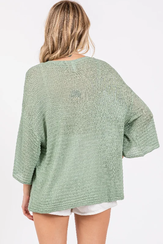 Mint Green Knit Short Sleeve Top