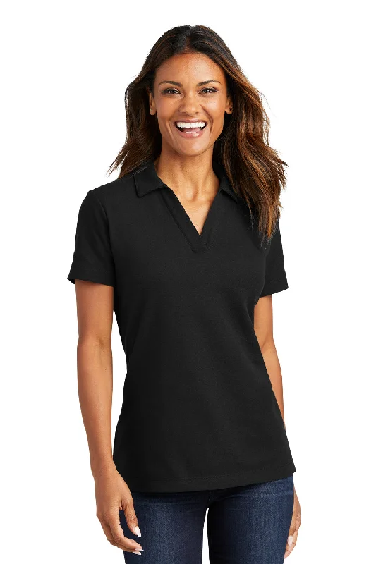 Port Authority Womens C-FREE Pique Short Sleeve Polo Shirt - Black