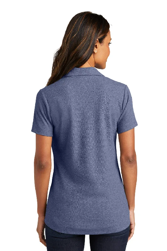 Port Authority Womens C-FREE Pique Short Sleeve Polo Shirt - Heather Navy Blue