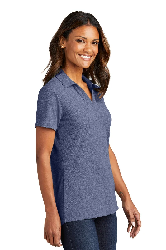 Port Authority Womens C-FREE Pique Short Sleeve Polo Shirt - Heather Navy Blue