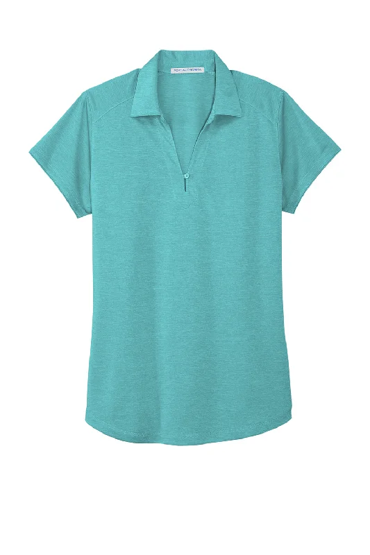 Port Authority Womens Digi Heather Performance Moisture Wicking Short Sleeve Polo Shirt - Maui Blue