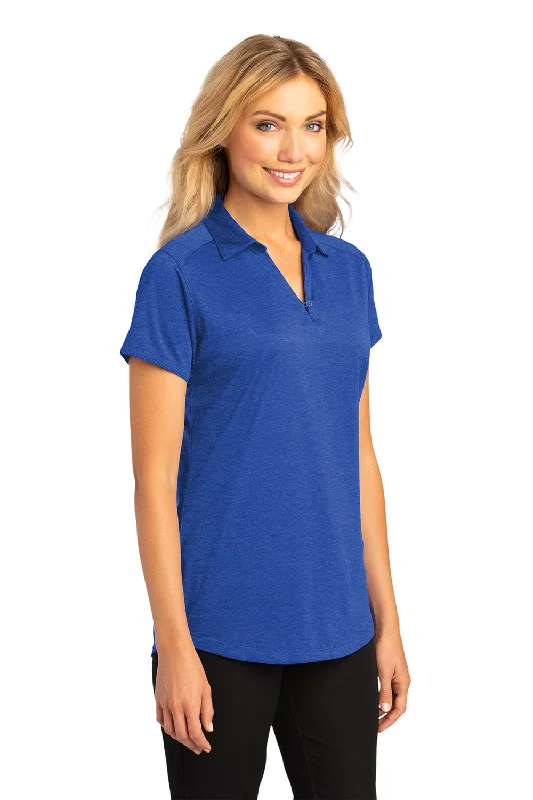 Port Authority Womens Digi Heather Performance Moisture Wicking Short Sleeve Polo Shirt - True Royal Blue