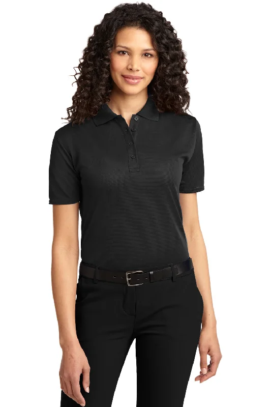 Port Authority Womens Dry Zone Moisture Wicking Short Sleeve Polo Shirt - Black