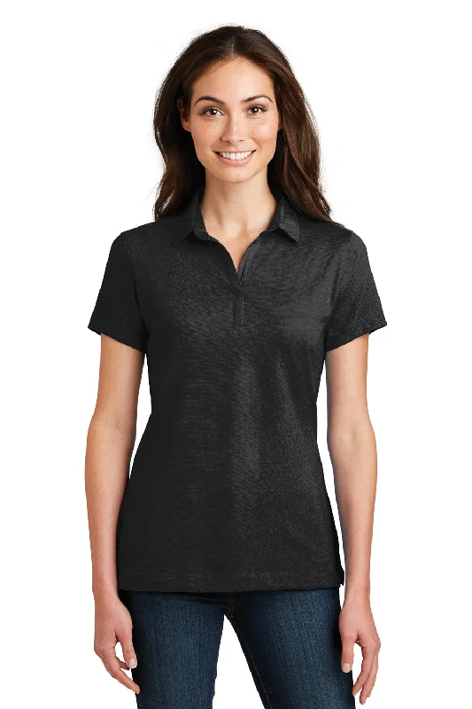 Port Authority Womens Meridian Short Sleeve Polo Shirt - Black - Closeout