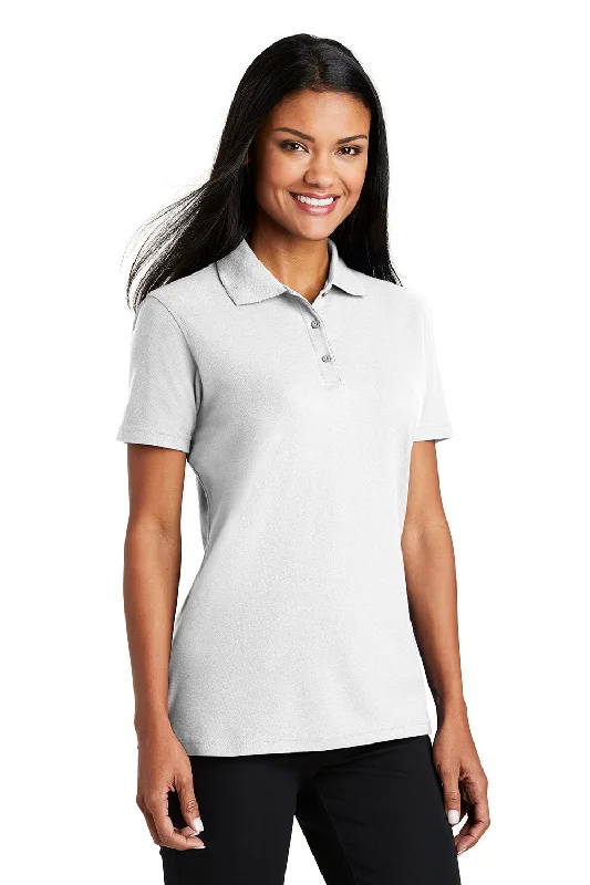 Port Authority Womens Moisture Wicking Short Sleeve Polo Shirt - White