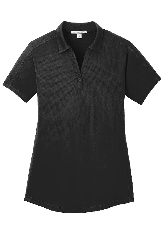 Port Authority Womens Moisture Wicking Short Sleeve Polo Shirt - Black