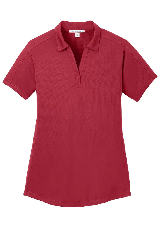 Port Authority Womens Moisture Wicking Short Sleeve Polo Shirt - Rich Red