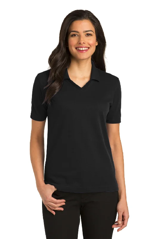 Port Authority Womens Rapid Dry Moisture Wicking Short Sleeve Polo Shirt - Jet Black