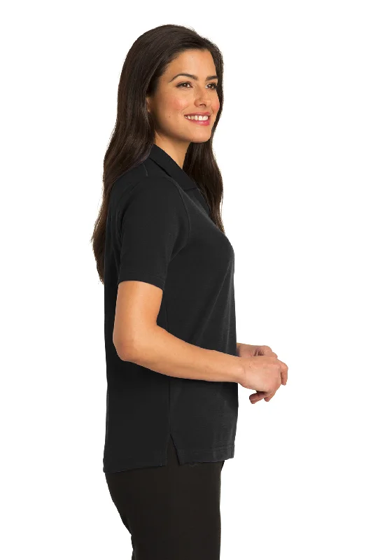 Port Authority Womens Rapid Dry Moisture Wicking Short Sleeve Polo Shirt - Jet Black