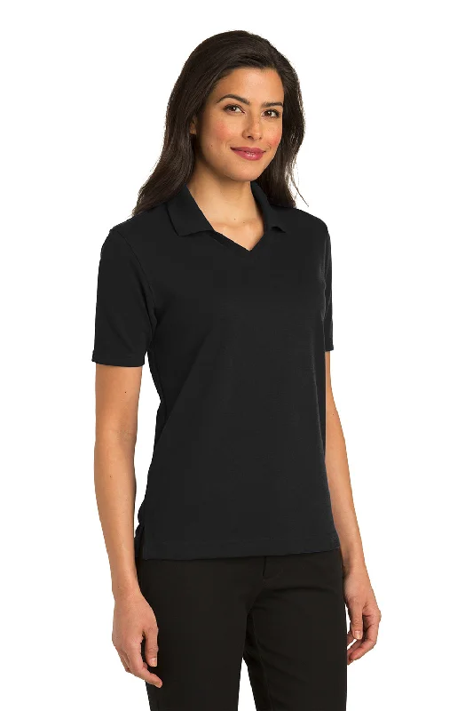 Port Authority Womens Rapid Dry Moisture Wicking Short Sleeve Polo Shirt - Jet Black