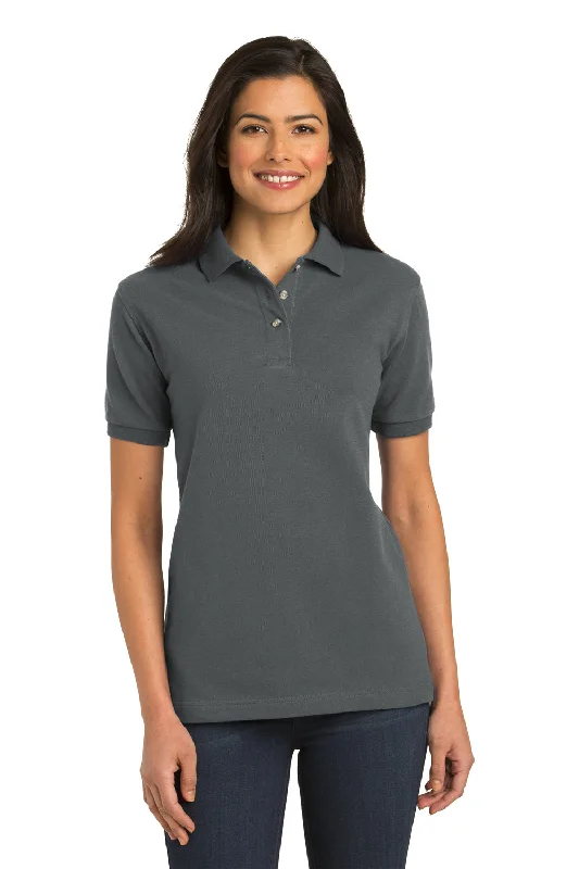 Port Authority Womens Shrink Resistant Short Sleeve Polo Shirt - Steel Grey