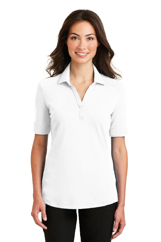 Port Authority Womens Silk Touch Performance Moisture Wicking Short Sleeve Polo Shirt - White - Closeout