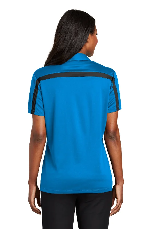 Port Authority Womens Silk Touch Performance Moisture Wicking Short Sleeve Polo Shirt - Brilliant Blue/Black