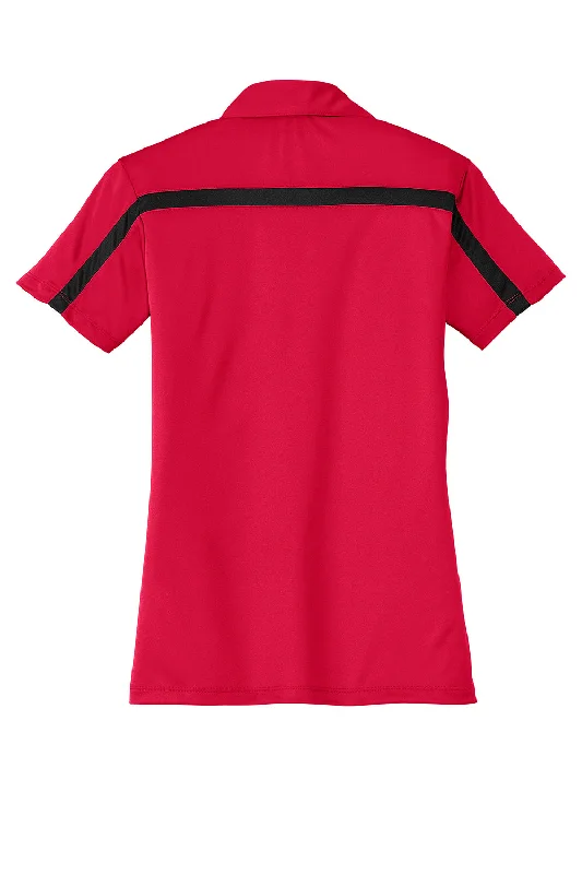 Port Authority Womens Silk Touch Performance Moisture Wicking Short Sleeve Polo Shirt - Red/Black