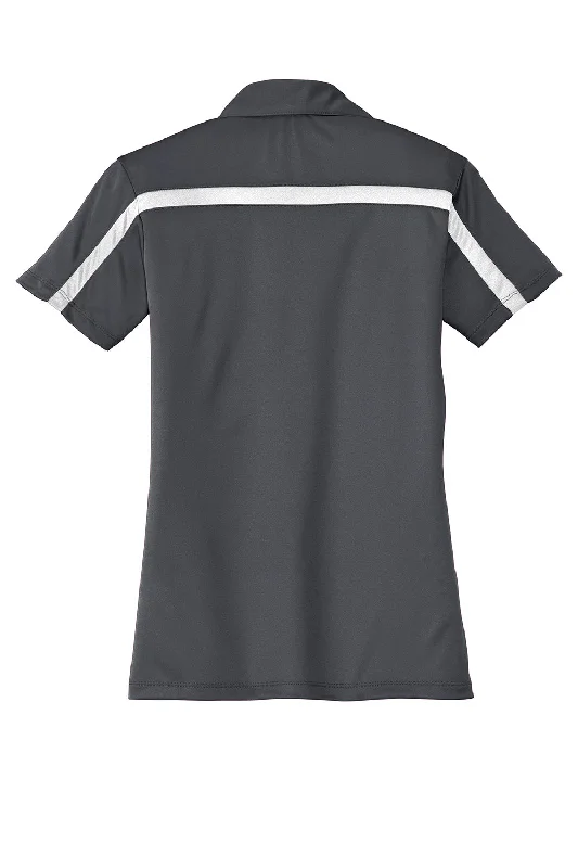 Port Authority Womens Silk Touch Performance Moisture Wicking Short Sleeve Polo Shirt - Steel Grey/White