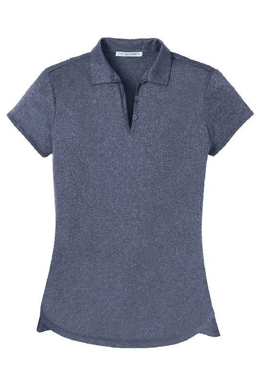 Port Authority Womens Trace Moisture Wicking Short Sleeve Polo Shirt - Heather True Navy Blue