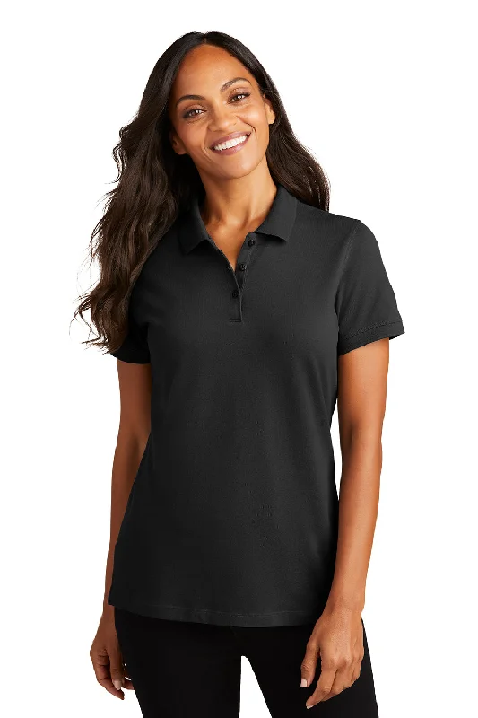 Port Authority Womens Wrinkle Resistant Short Sleeve Polo Shirt - Black