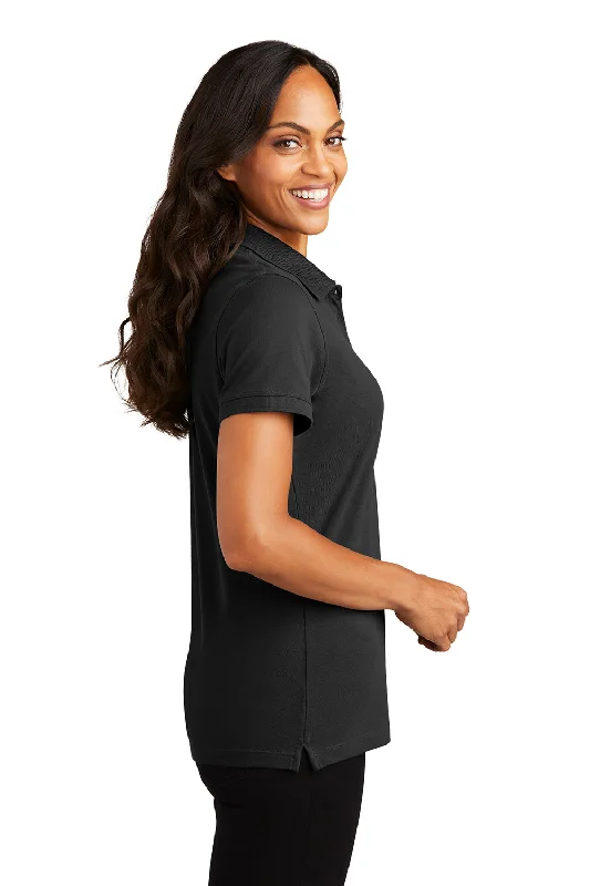 Port Authority Womens Wrinkle Resistant Short Sleeve Polo Shirt - Black