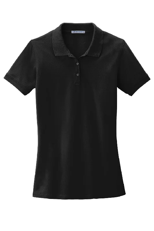 Port Authority Womens Wrinkle Resistant Short Sleeve Polo Shirt - Black