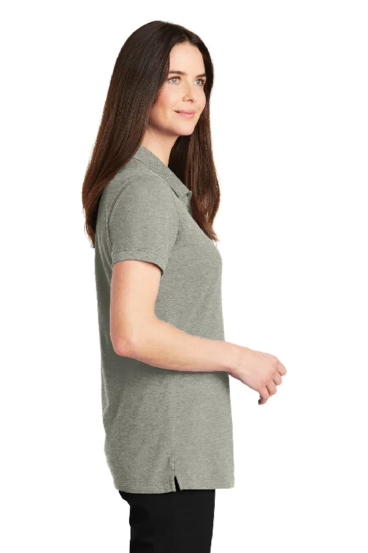 Port Authority Womens Wrinkle Resistant Short Sleeve Polo Shirt - Heather Oxford Grey - Closeout