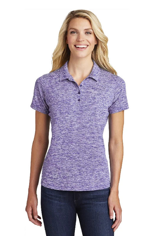 Sport-Tek Womens Electric Heather Moisture Wicking Short Sleeve Polo Shirt - Purple Electric