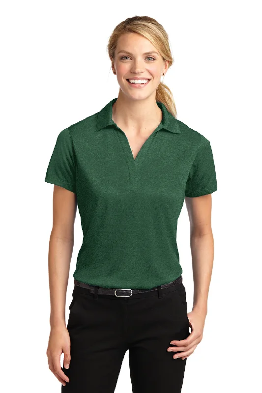 Sport-Tek Womens Heather Contender Moisture Wicking Short Sleeve Polo Shirt - Heather Forest Green