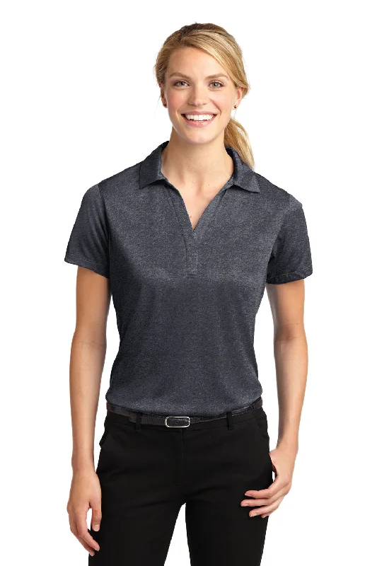 Sport-Tek Womens Heather Contender Moisture Wicking Short Sleeve Polo Shirt - Heather Graphite Grey