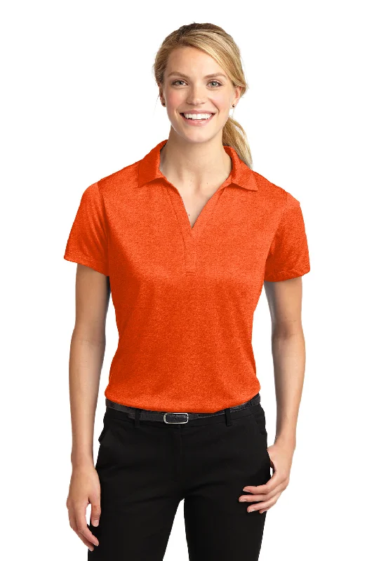 Sport-Tek Womens Heather Contender Moisture Wicking Short Sleeve Polo Shirt - Heather Deep Orange