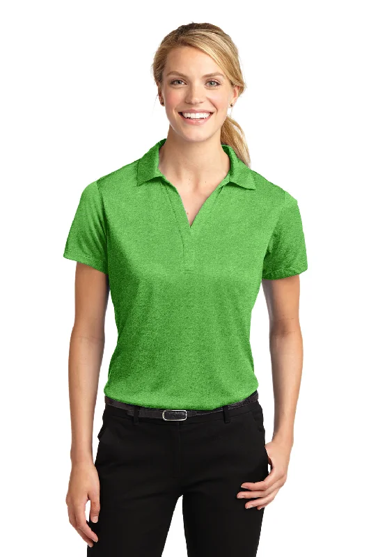 Sport-Tek Womens Heather Contender Moisture Wicking Short Sleeve Polo Shirt - Heather Turf Green