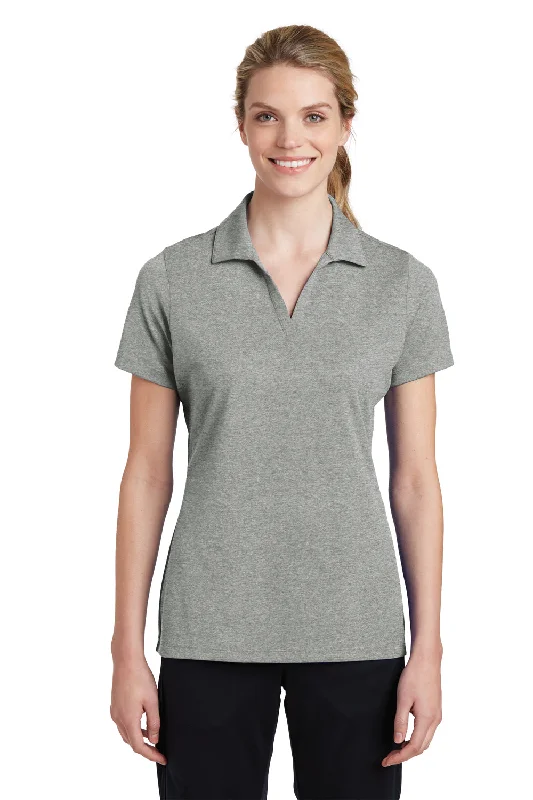 Sport-Tek Womens RacerMesh Moisture Wicking Short Sleeve Polo Shirt - Heather Grey