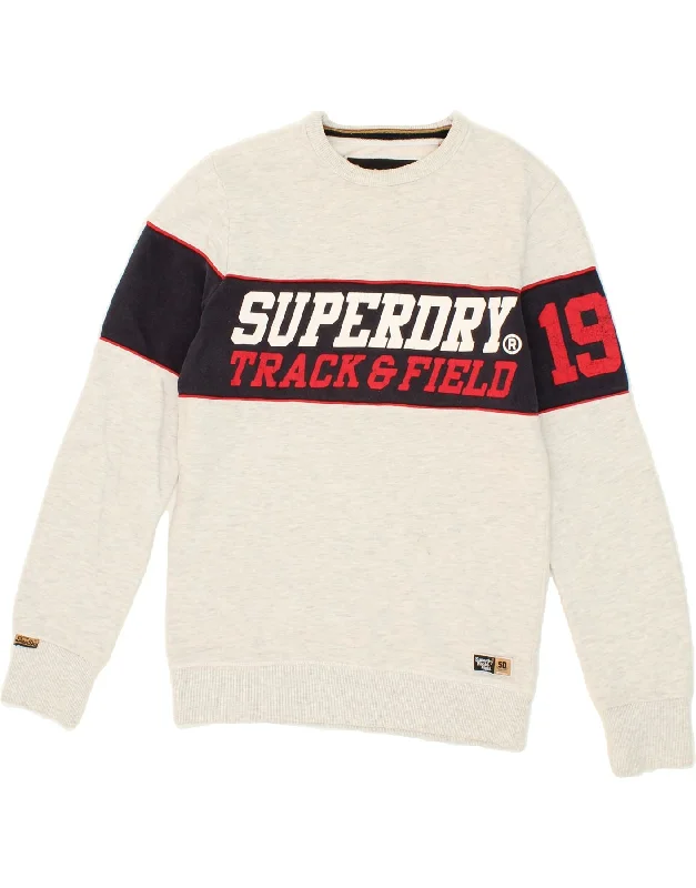 SUPERDRY Mens Athletic Dept Graphic Sweatshirt Jumper Medium Grey Cotton