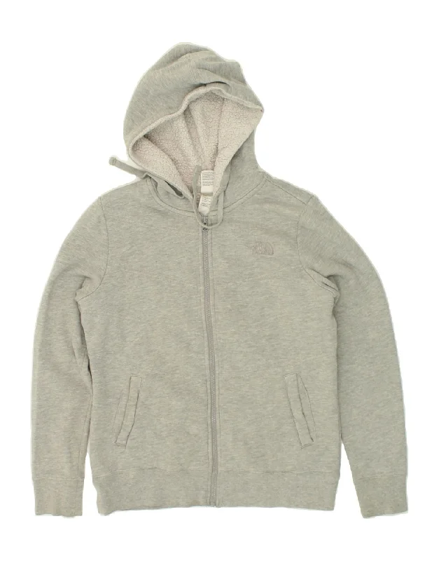 THE NORTH FACE Womens Zip Hoodie Sweater UK 14 Medium Grey Cotton