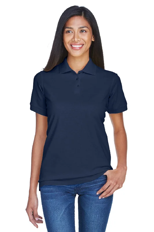 UltraClub Womens Classic Short Sleeve Polo Shirt - Navy Blue