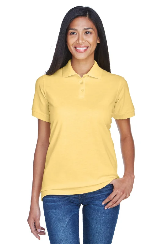 UltraClub Womens Classic Short Sleeve Polo Shirt - Yellow - Closeout