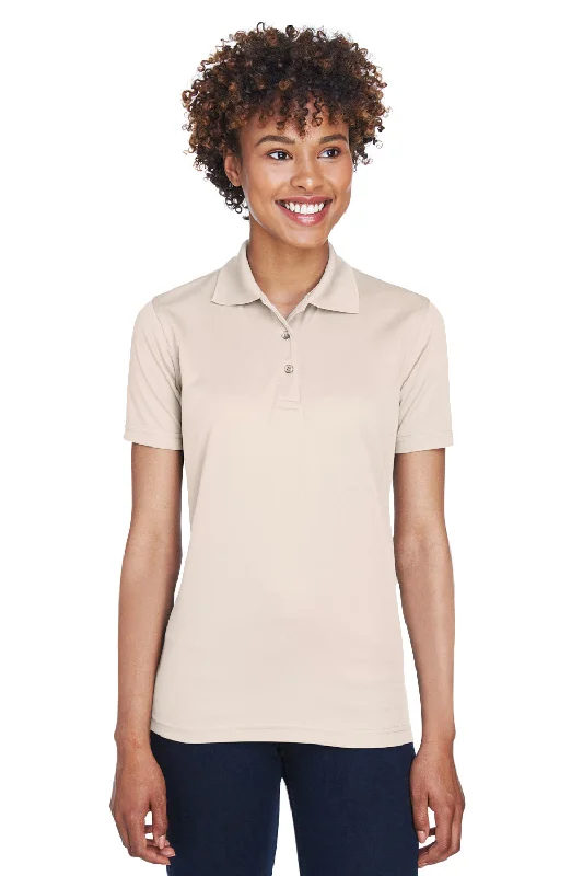 UltraClub Womens Cool & Dry Moisture Wicking Short Sleeve Polo Shirt - Stone